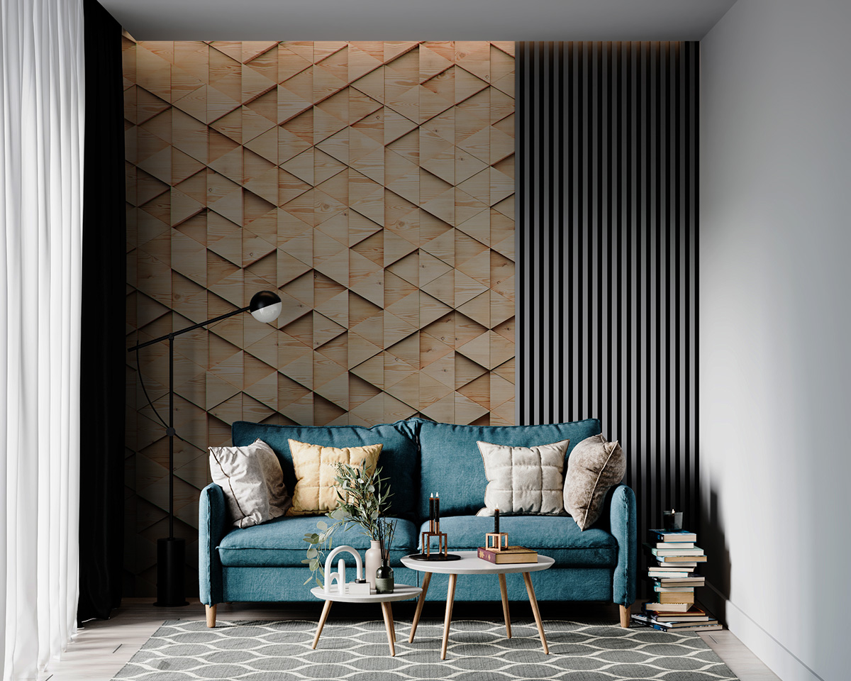 Fototapeta Drewniana Geometria 3D