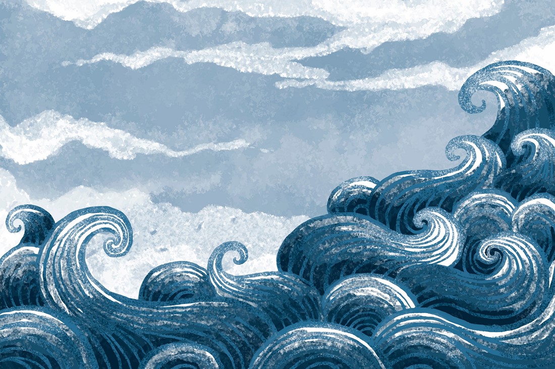 Blue,Background,In,Sky,And,Ocean,Waves.,Blue,Sky,And