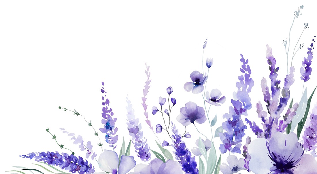 Border,Made,Of,Handpainted,Watercolor,Light,Purple,Lavender,Flowers,And