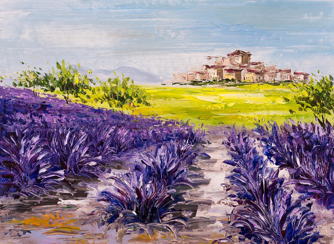 Oil,Painting,-,Lavender,Field,At,Provence,,France