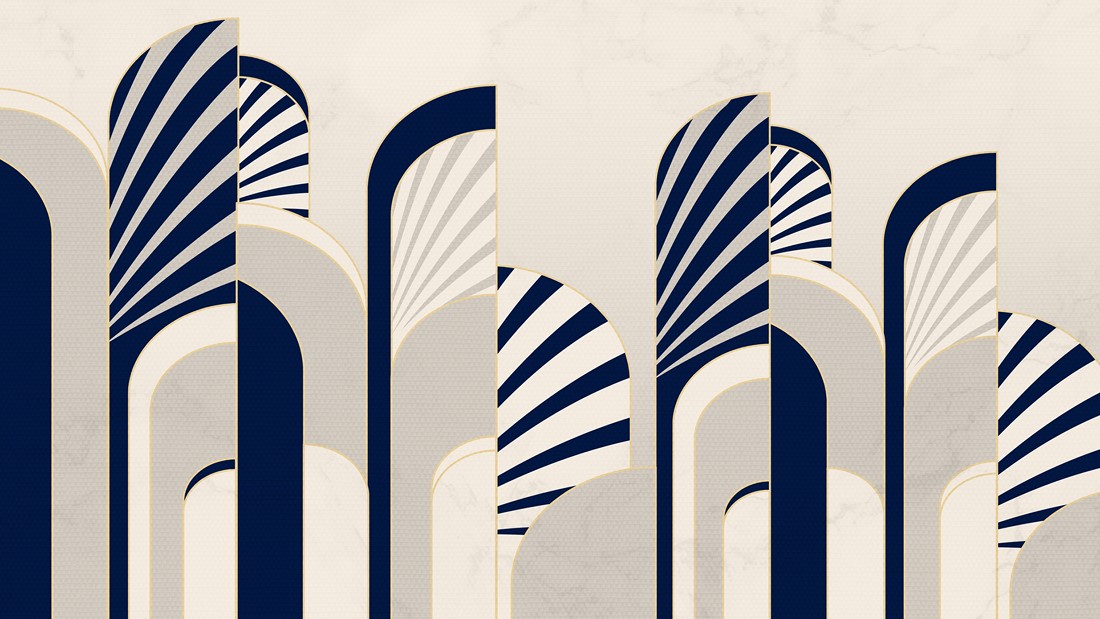 3d,Modern,Mural,Wallpaper.,Golden,Lines,,And,Blue,Shaped,On