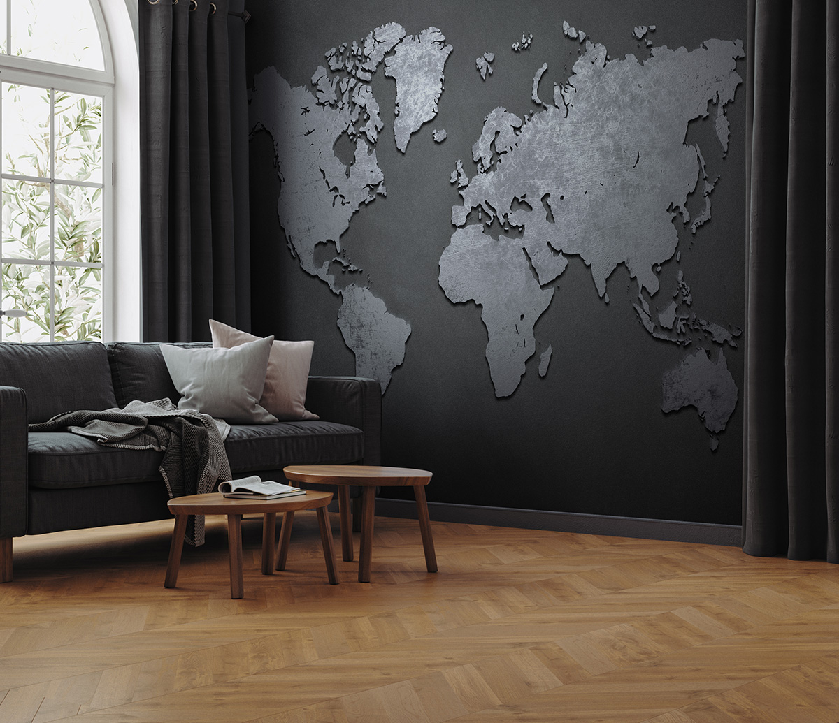 Fototapeta Metaliczna Mapa Świata