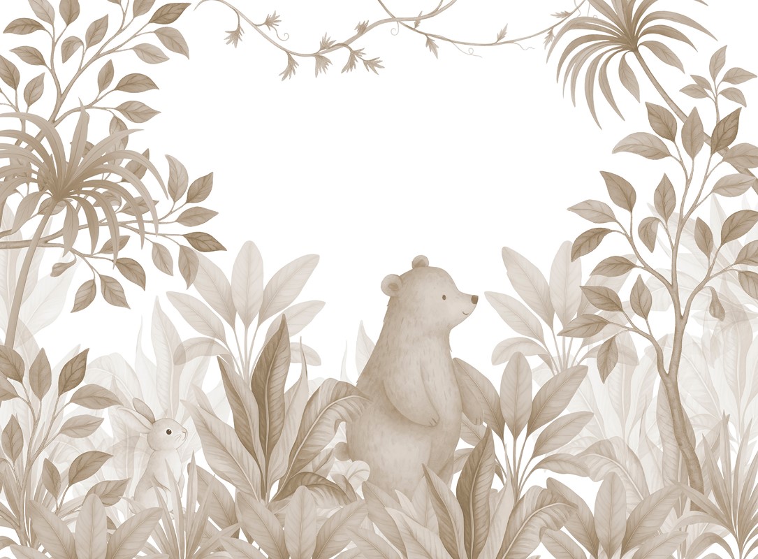 Watercolor,Forest,Bear,|,Brown,Botanical,Illustration,For,Kids,Room