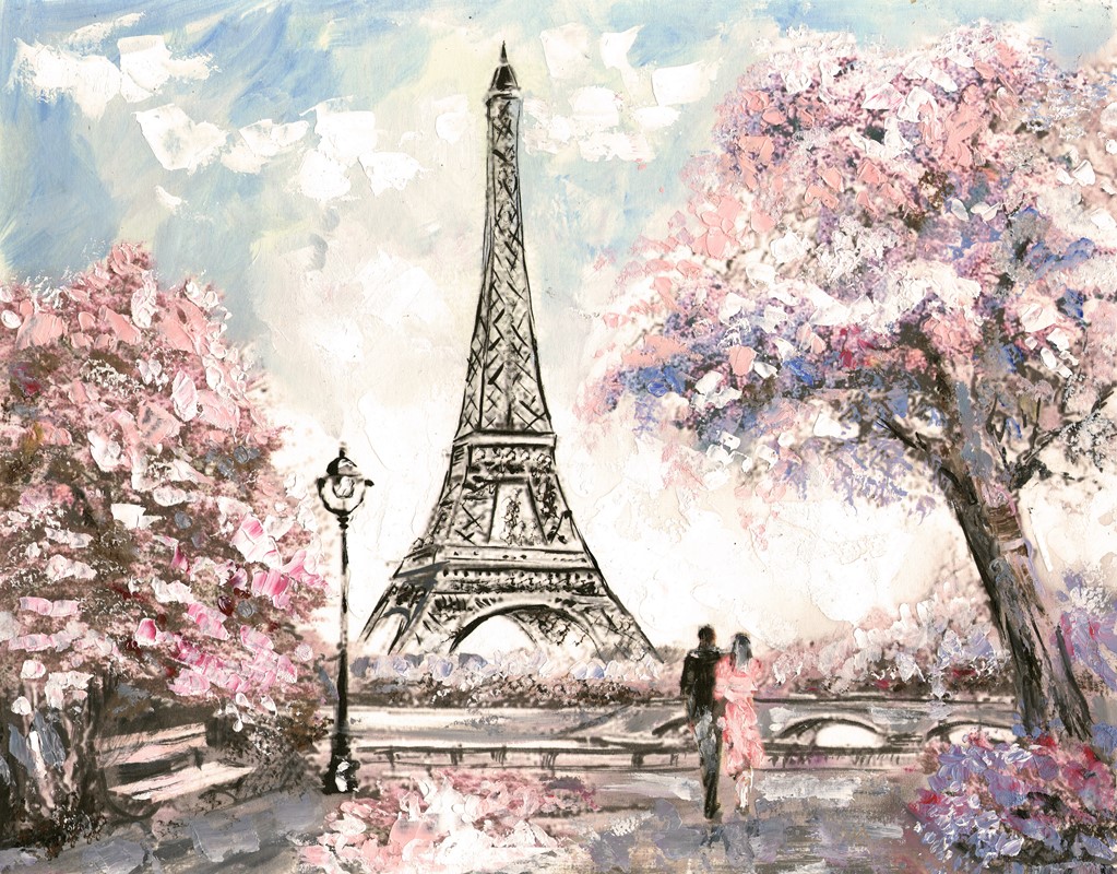 Oil Painting, Street View of Paris. Tender landscape