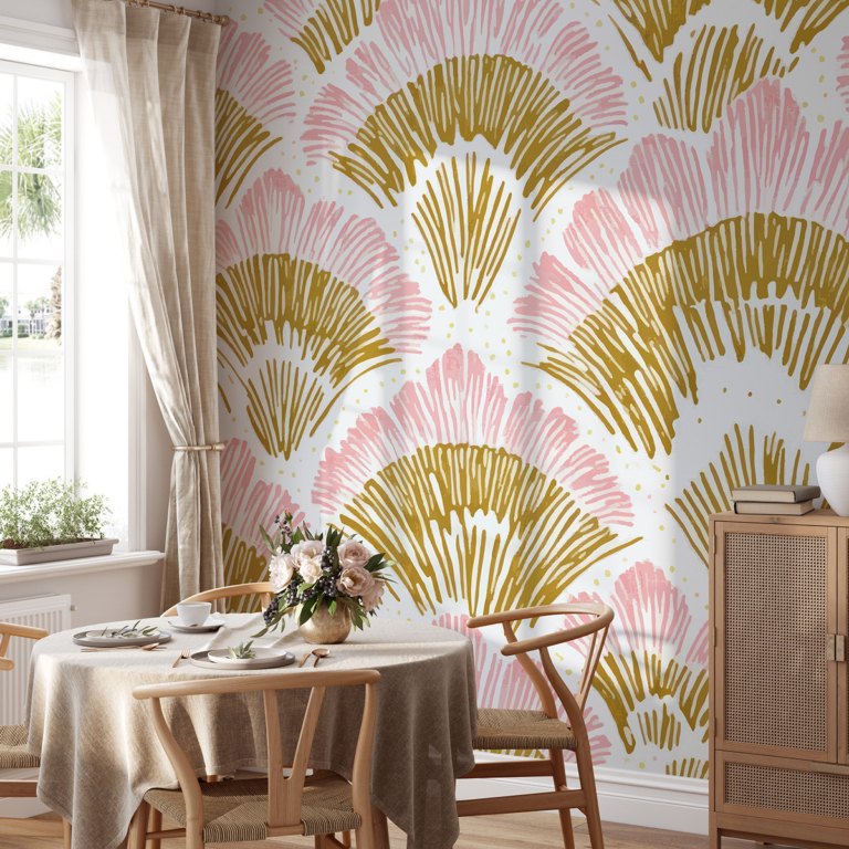 Fototapeta Różowe Wachlarze Art Déco
