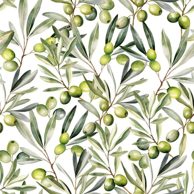 Watercolor,Olive,Branch,Seamless,Pattern,,Watercolor,Illustration,,Background.