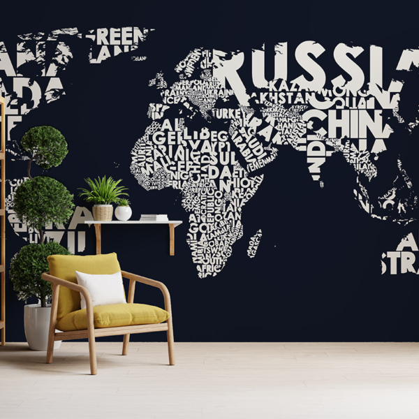 Fototapeta Typograficzna Mapa Świata