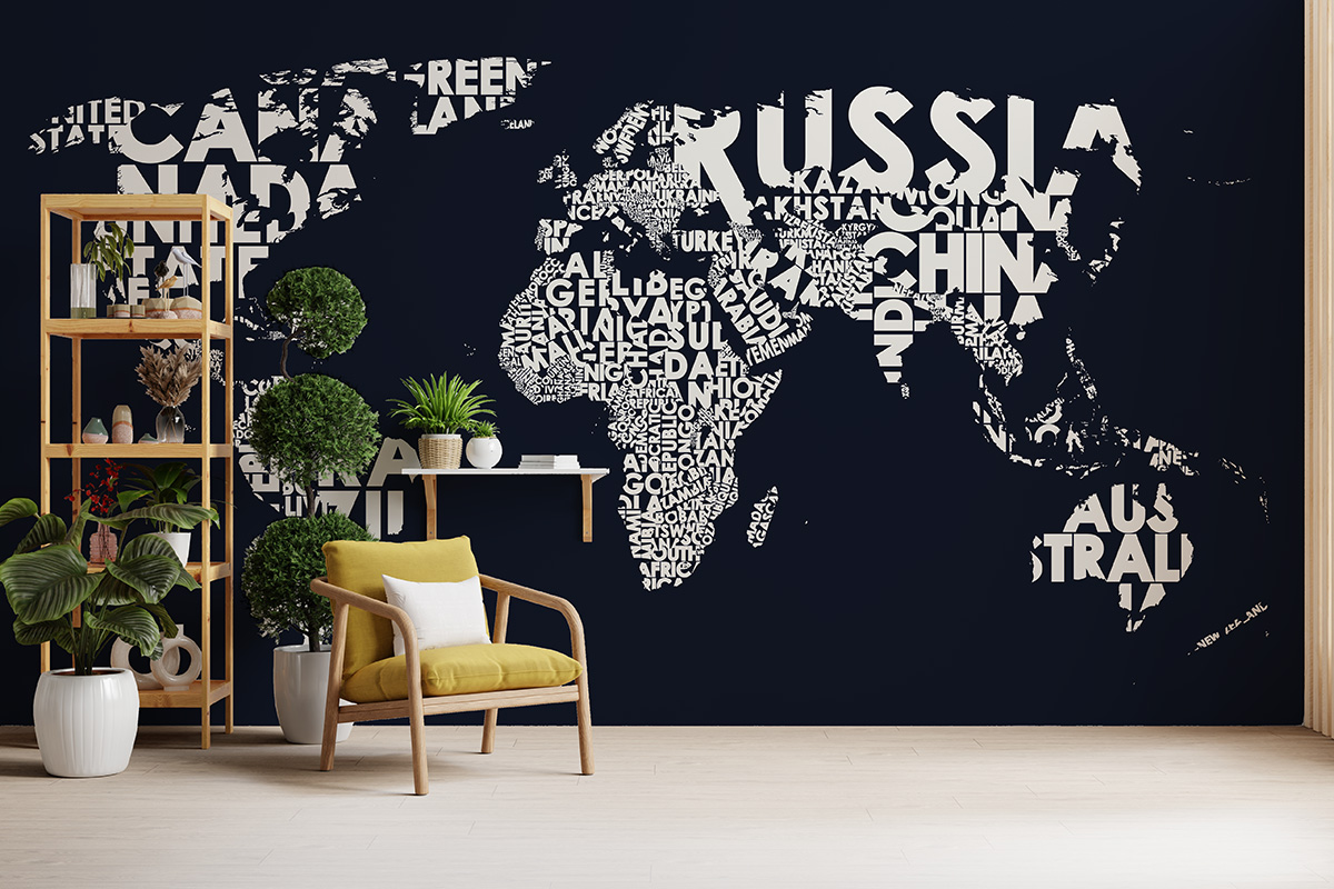 Fototapeta Typograficzna Mapa Świata