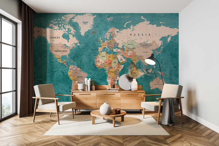 Fototapeta Mapa Świata z Nazwami Państw