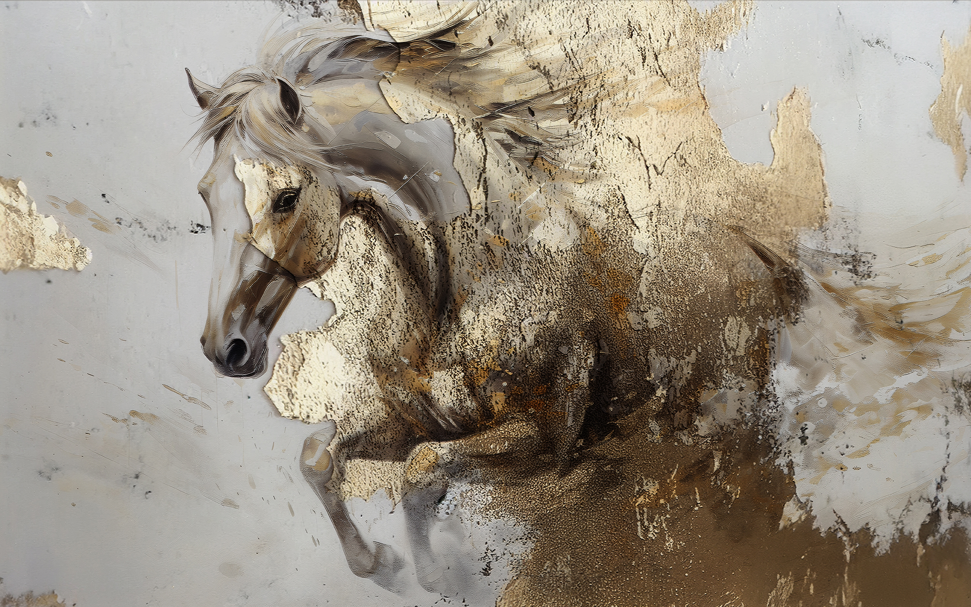 Abstract,Hand-painted,Nostalgic,Golden,Landscape,Art,Wallpaper.,Suitable,For,Print