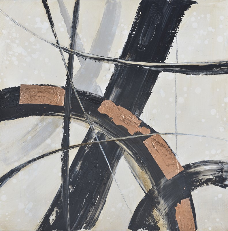 An,Abstract,Painting,Of,Black,And,White,And,Rose,Gold