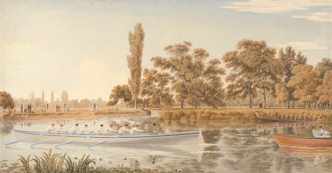 Rowing,Scene,On,A,Calm,River.,Two,Boats,,One,With