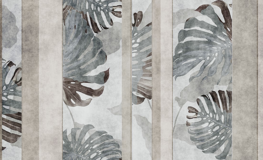 Artistic,Abstract,Design,Featuring,Tropical,Monstera,Leaves,In,Earthy,Grey