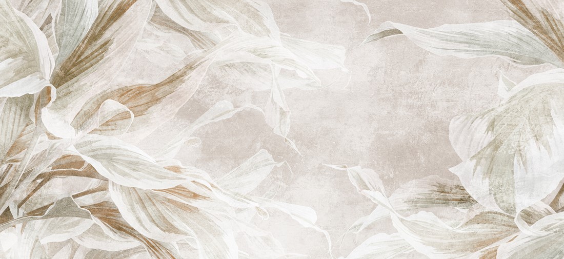 The,Illustration,Of,Painted,Leaves,On,A,Textured,Wall,,Photo