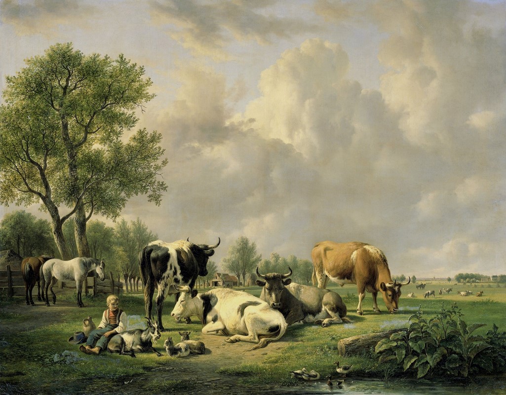 Meadow,With,Animals,,By,Jan,Van,Ravenswaay,,1820-37,,Dutch,Painting,