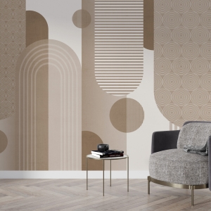 Fototapeta w ciepłych kolorach w nowoczesnym stylu idealna do salonu Beżowa Geometria - główne zdjęcie produktu