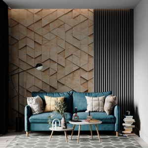 Fototapeta-Drewniana-Geometria-3D