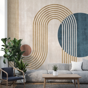 Fototapeta w minimalistycznym stylu geometrycznym, nowoczesna i interesująca Koła i Łuki - główne zdjęcie produktu