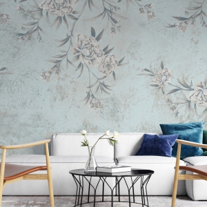 Fototapeta w stylu boho idealna do salonu Kwiaty w Błękicie - główne zdjęcie produktu
