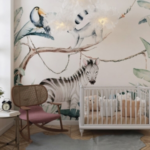 Fototapeta z dzikimi zwierzętami Mała Zebra do pokoju dziecięcego - główne zdjęcie produktu