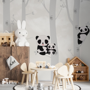 Fototapeta do pokoju dziecięcego w łagodnej, stonowanej kolorystyce Misie Koala Na Drzewach - główne zdjęcia produktu